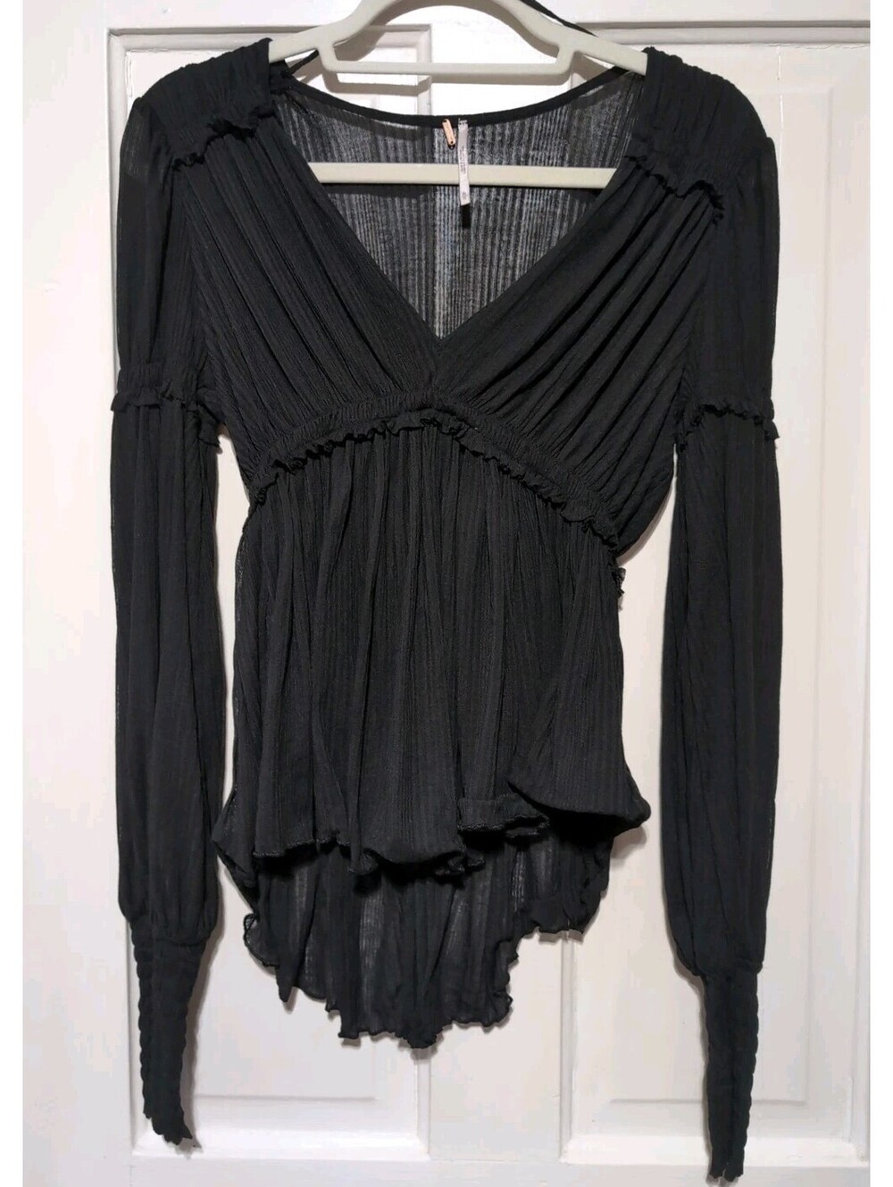 Free People Day Dreaming Top Semi Sheer Empire Ruffle Witchy Woman's M(1645)G